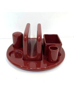 Vintage Ceramic Table Organizer Set Napkin Holder Salt Shaker Toothpick Sugar